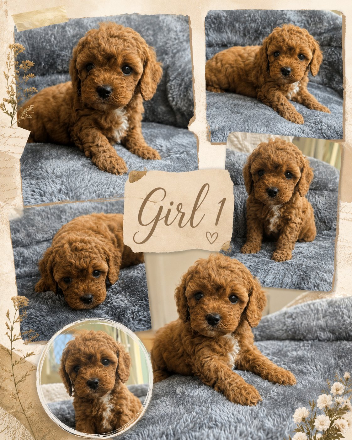 Girl 1 ruby Cavoodle photo collage