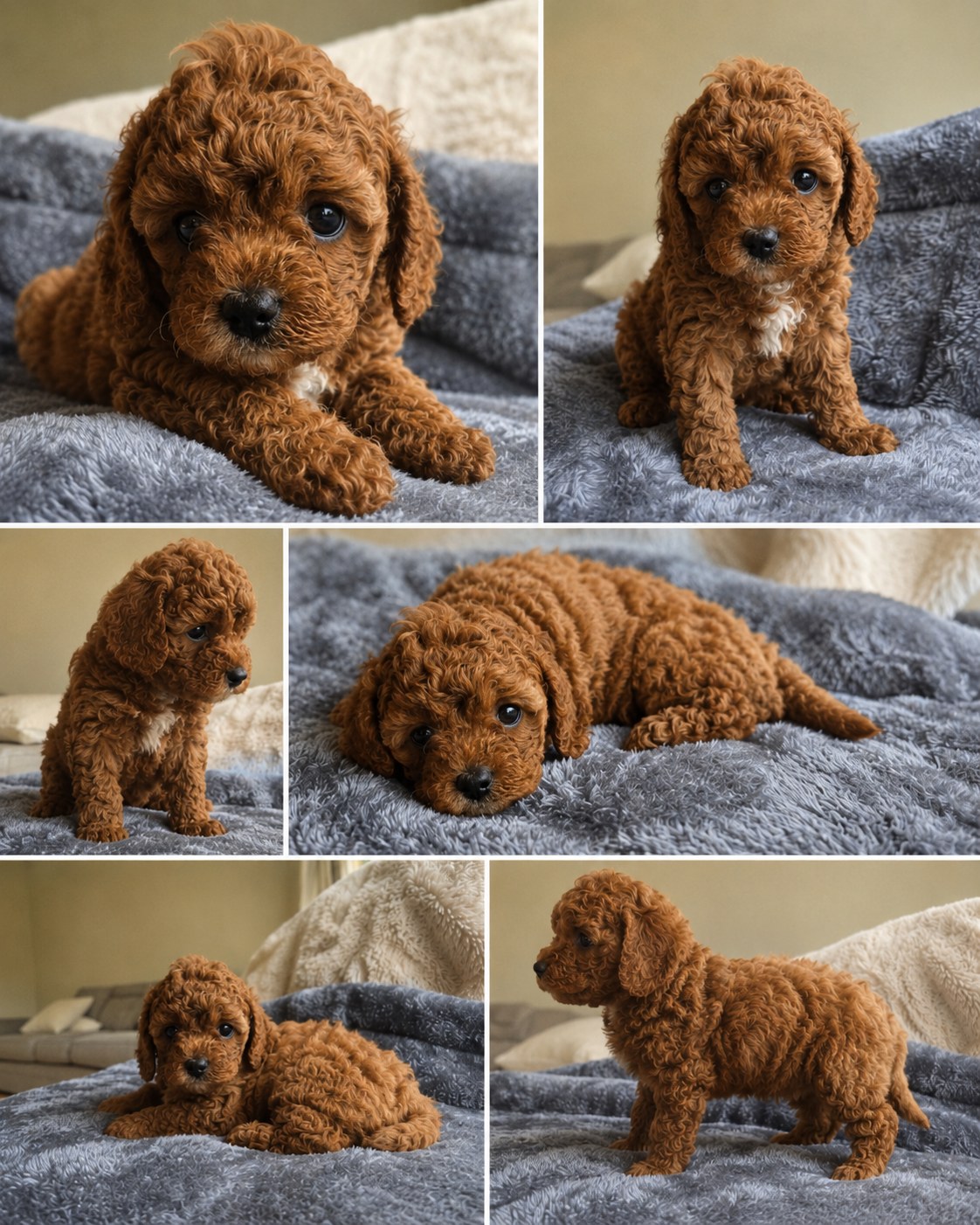 Ruby Cavoodle puppy portrait collage