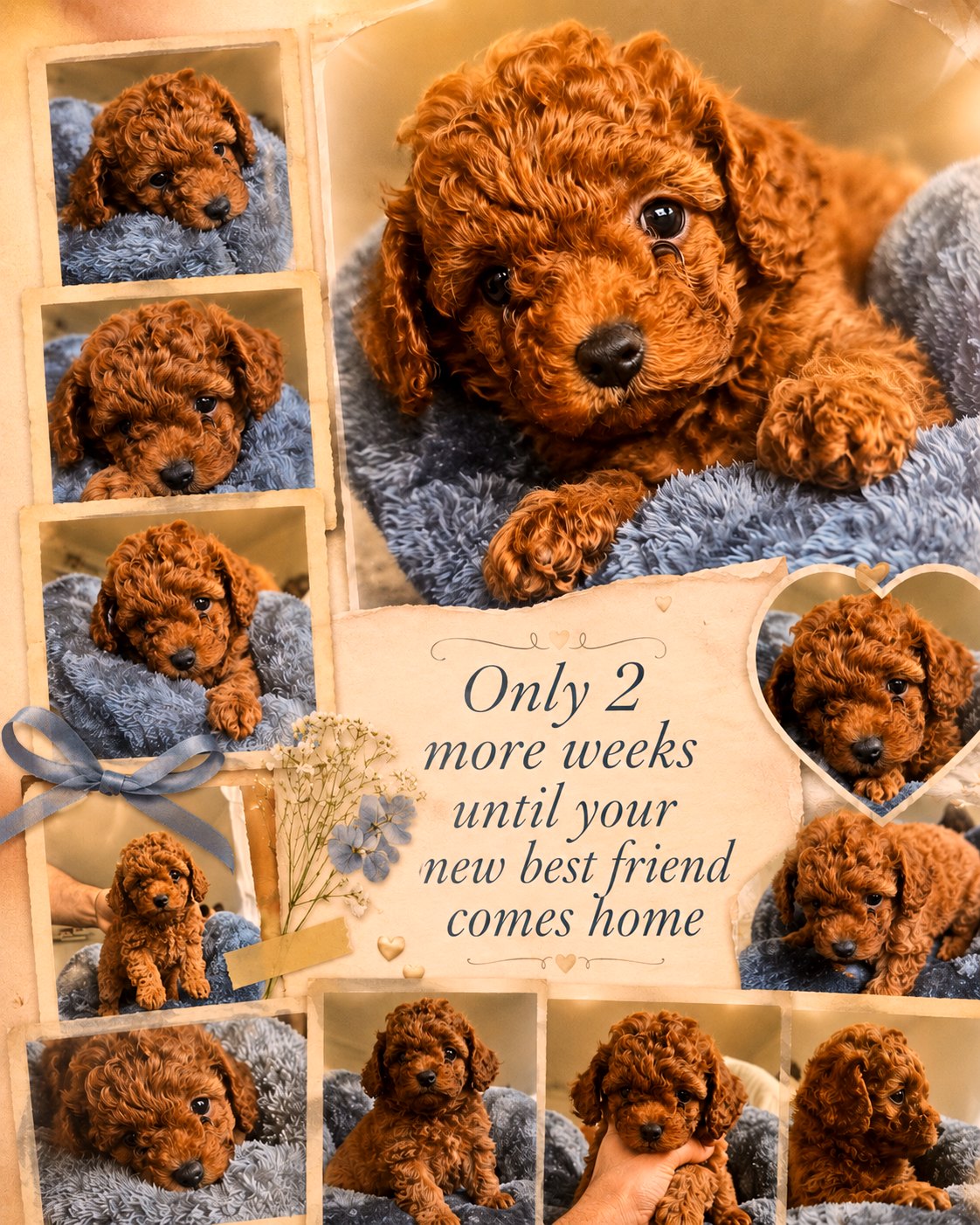 Ruby Cavoodle litter growth collage